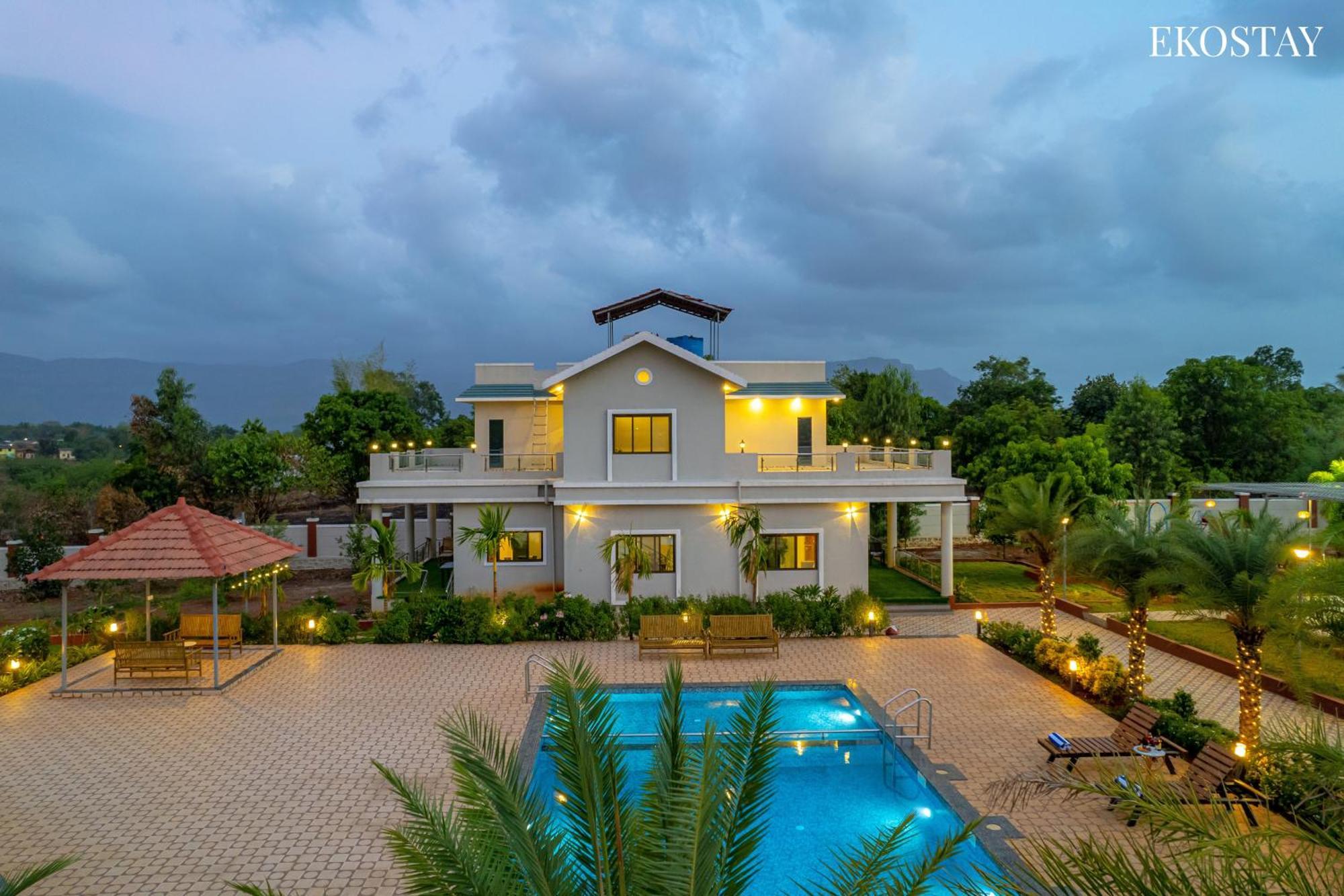 Ekostay Gold Palm Estate I Cricket Turf I Rain Dance I 2 Acre Property カルジャット エクステリア 写真